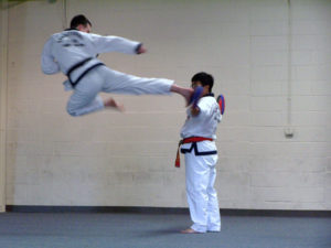 Mr Marsh executing a flying side kick